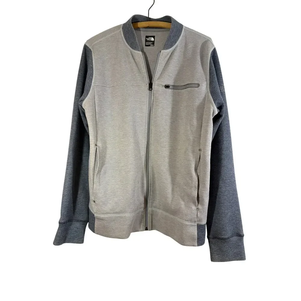 The North Face Men's M Blue Gray Jacket Full Zip Front Zip Pocket Measurements